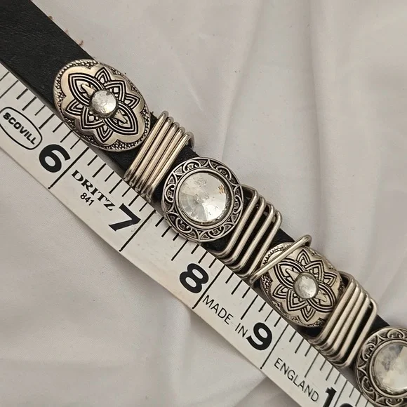 Western-Style Leather Belt featuring  silver-toned conchos & matching buckle - Picture 7 of 10